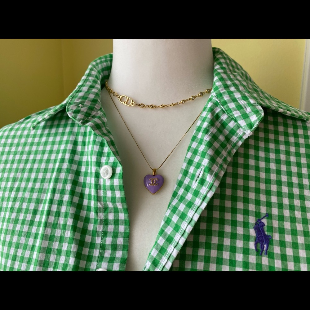 Gingham Ralph Lauren Button Down Blouse // size 6